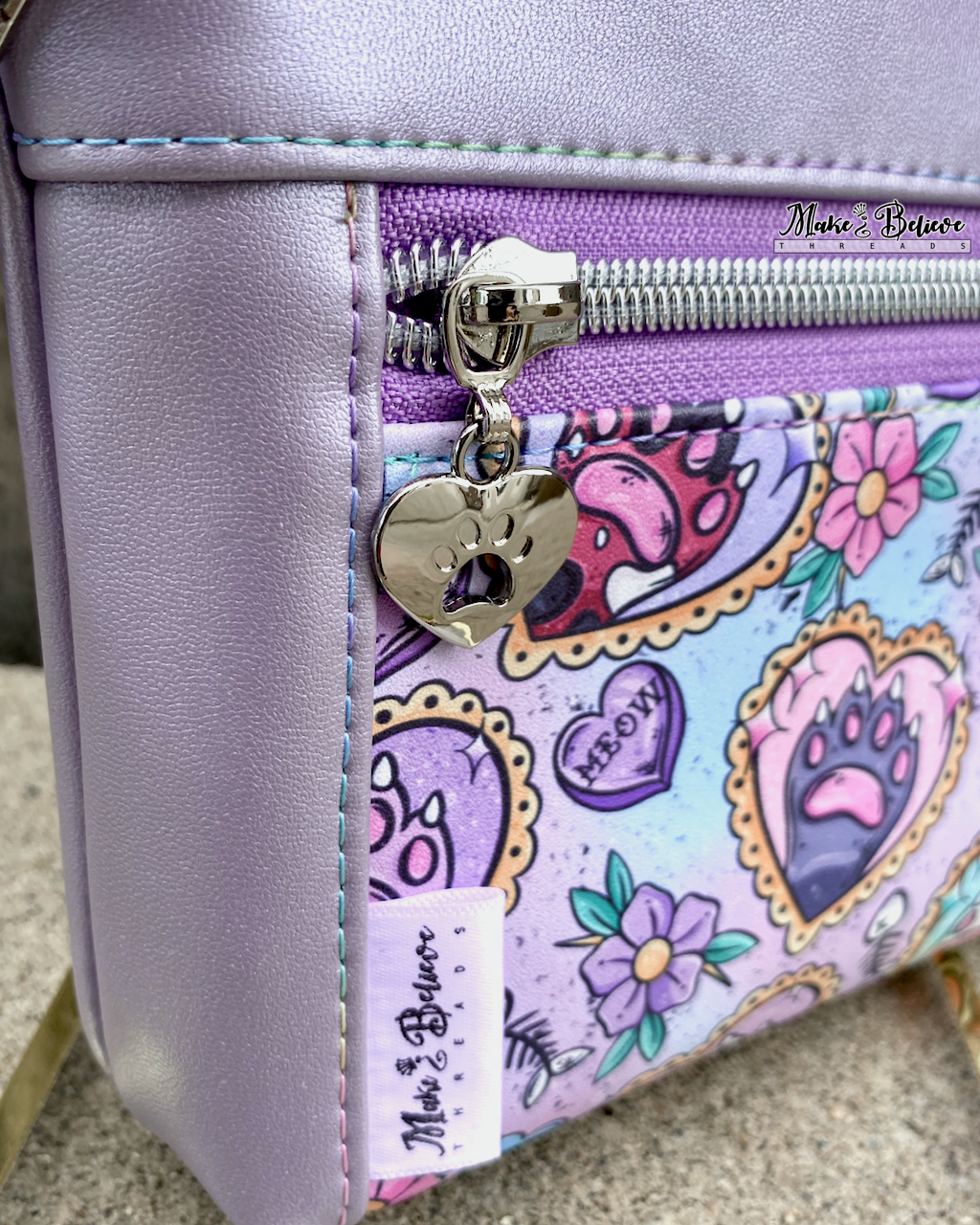 Kitty Toe Beans Shimmering Lavender Pouch with Wristlet Strap