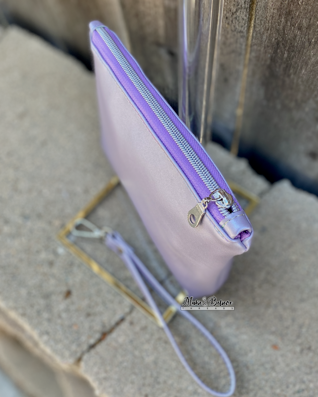 Kitty Toe Beans Shimmering Lavender Pouch with Wristlet Strap