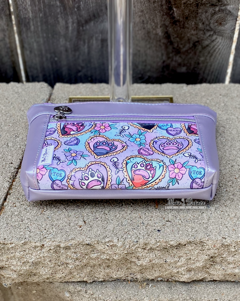 Kitty Toe Beans Shimmering Lavender Pouch with Wristlet Strap