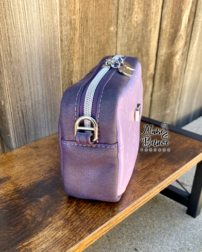 Lavender Debossed Bow Kitty Mini Crossbody Bag