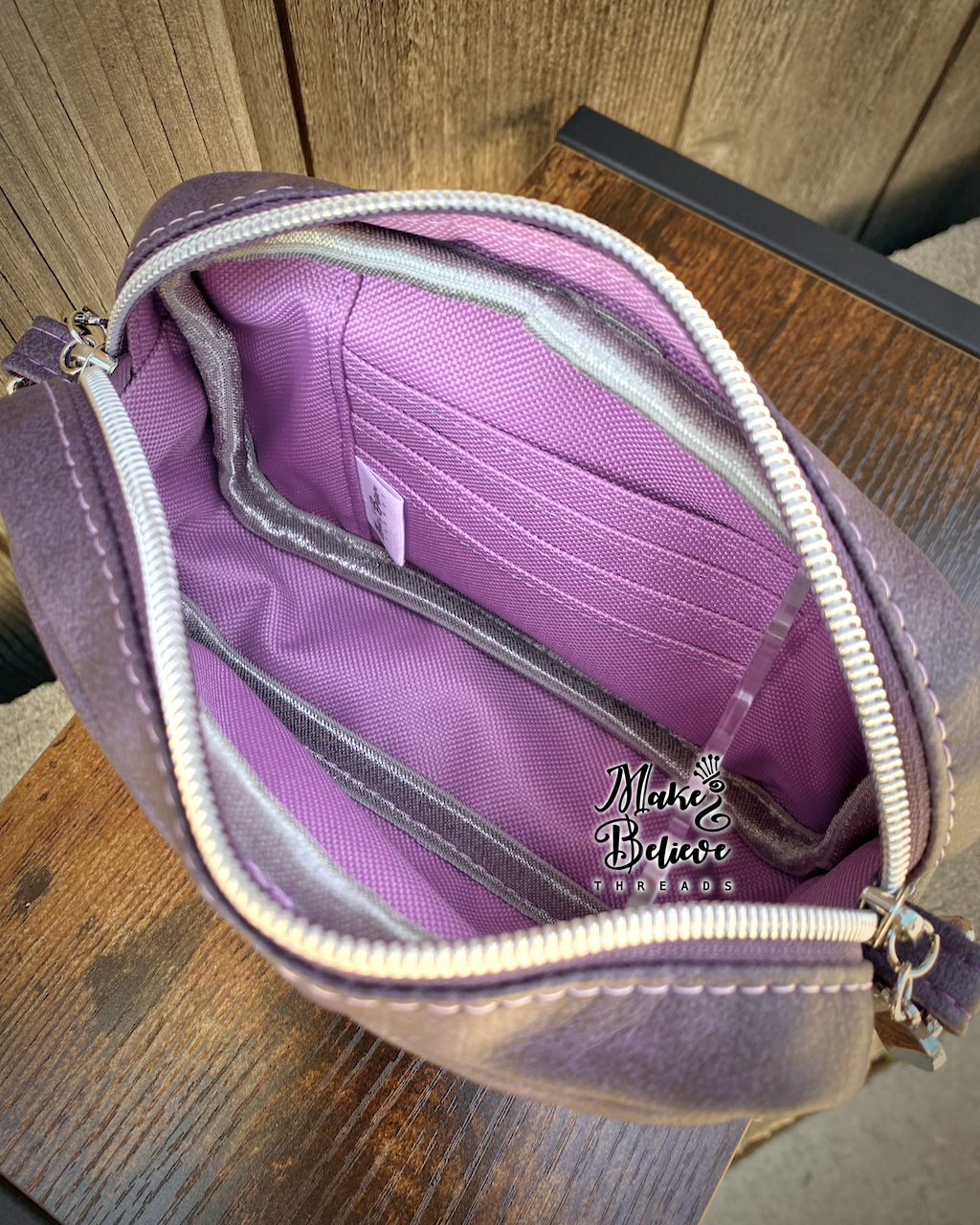 Lavender Debossed Bow Kitty Mini Crossbody Bag