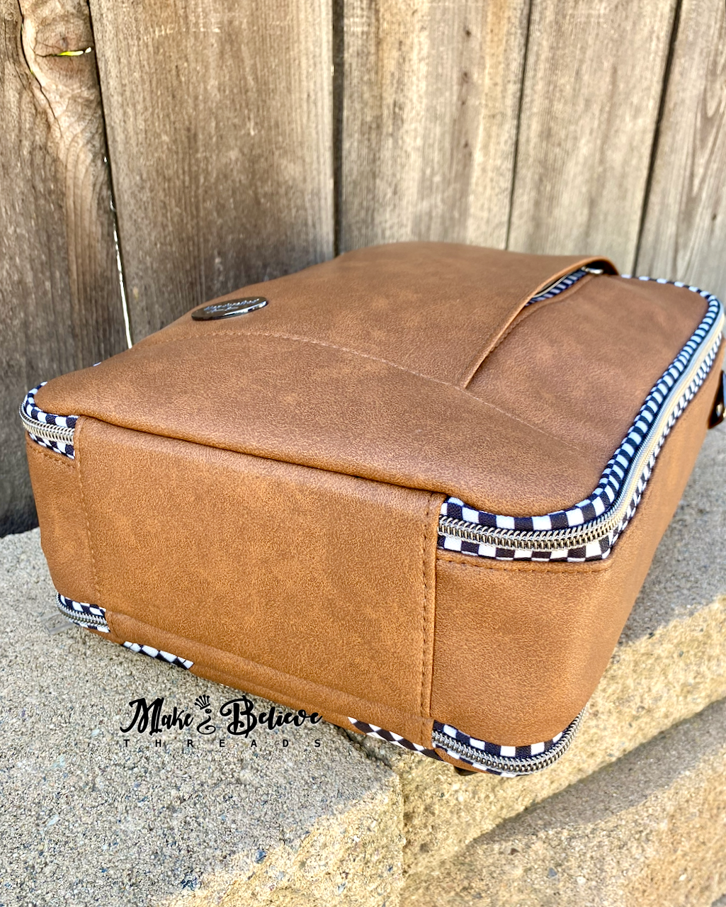 Light Brown with Checkered Accents Unisex Convertible Tech Bag