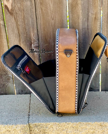 Light Brown with Checkered Accents Unisex Convertible Tech Bag