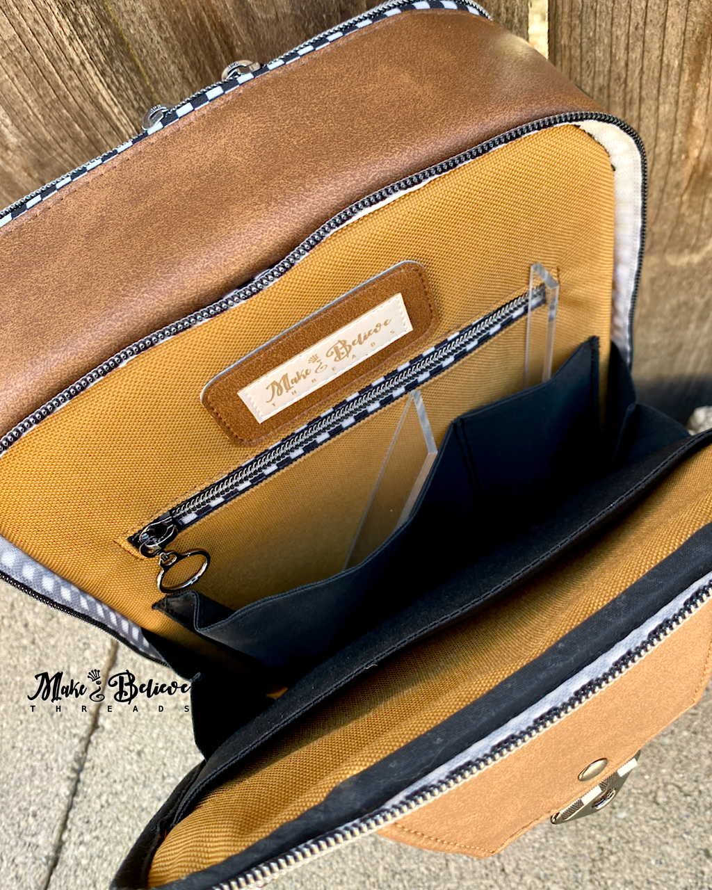 Light Brown with Checkered Accents Unisex Convertible Tech Bag