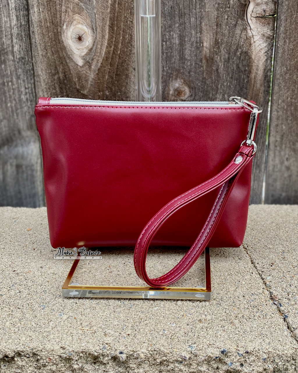 Lovers Roses Deep Red Pouch with Wristlet Strap