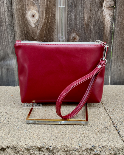 Lovers Roses Deep Red Pouch with Wristlet Strap
