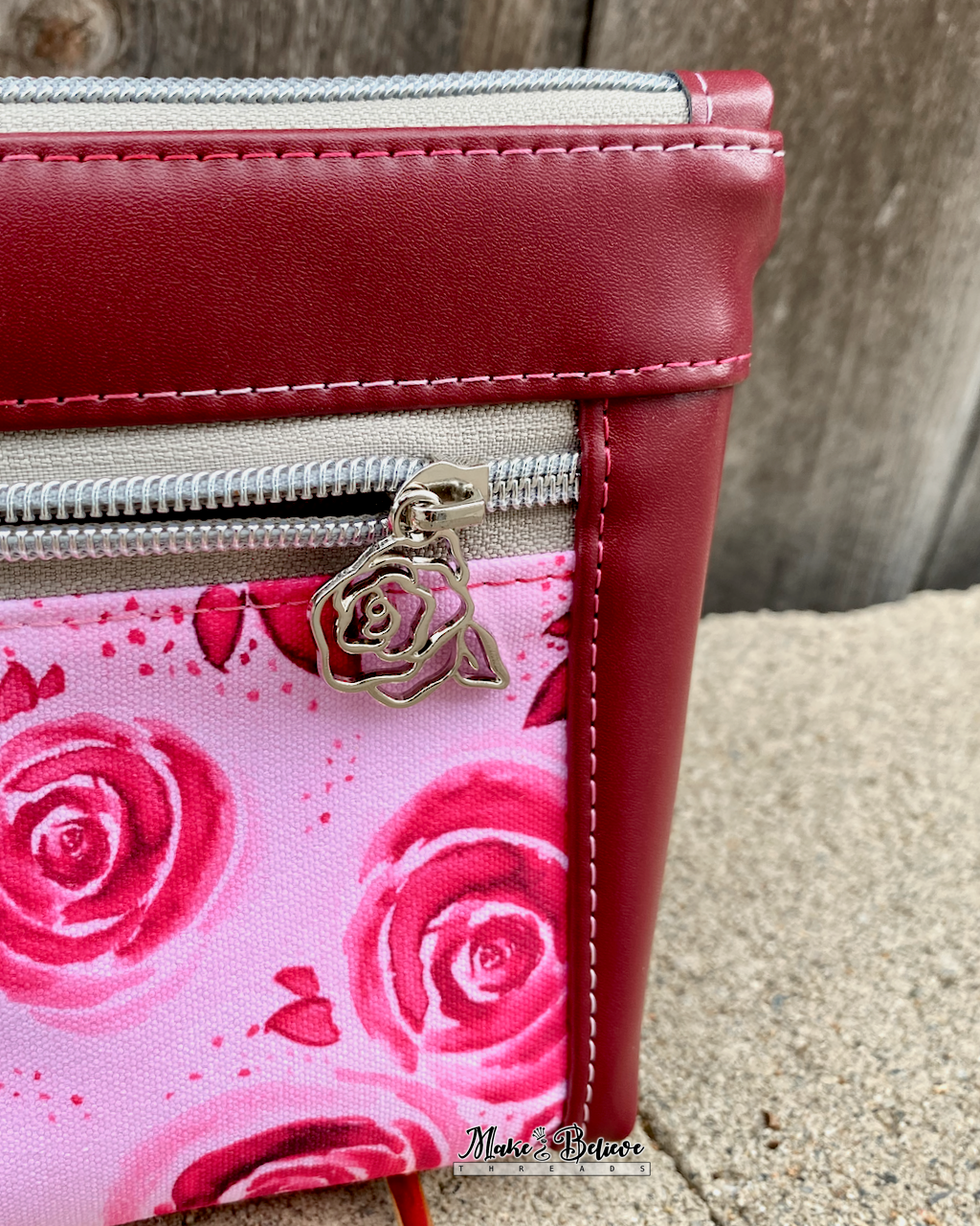 Lovers Roses Deep Red Pouch with Wristlet Strap