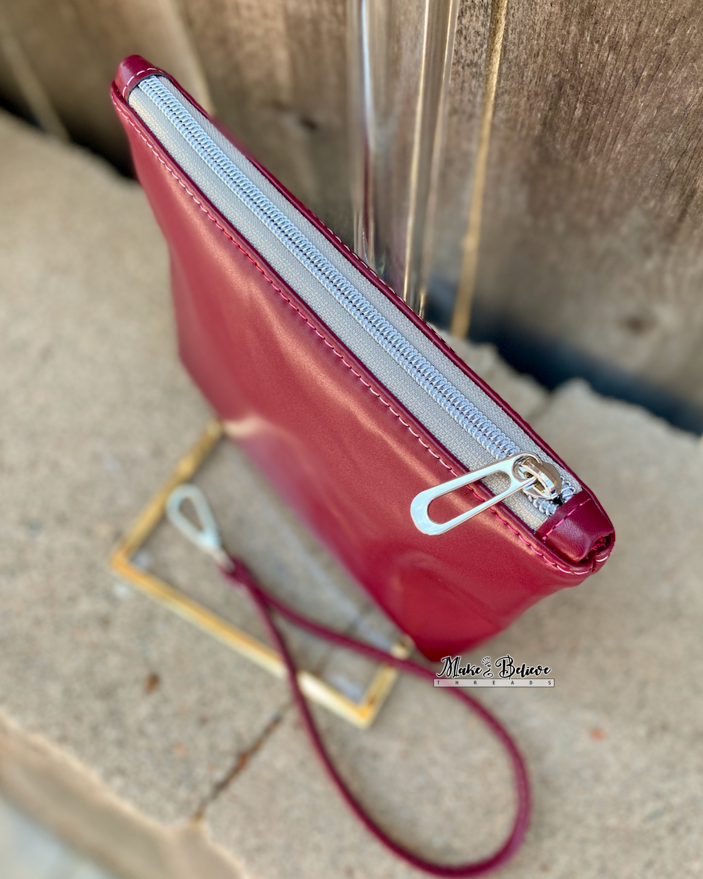 Lovers Roses Deep Red Pouch with Wristlet Strap