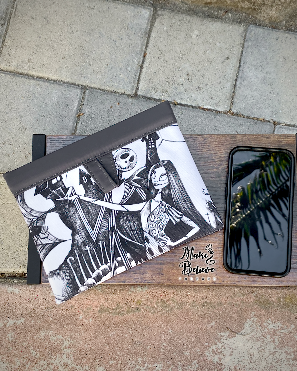Monochromatic Jack and Sally Snappy Pouch