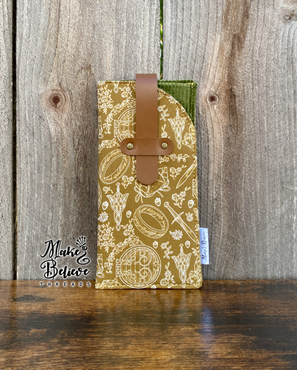 Mustard One Ring with Green Corduroy Glasses Sleeve