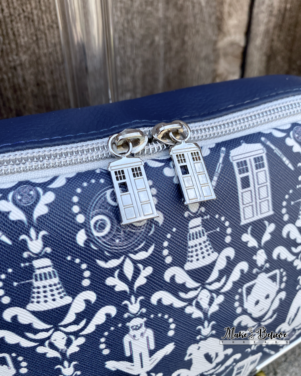 Navy Blue Time Lord Damask Large Hip Pack