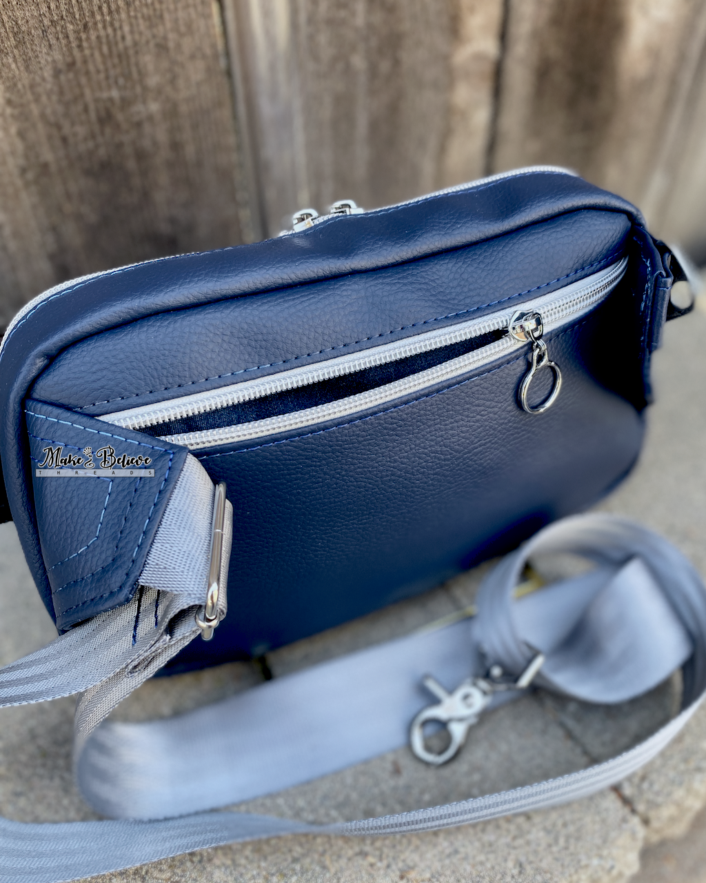Navy Blue Time Lord Damask Large Hip Pack