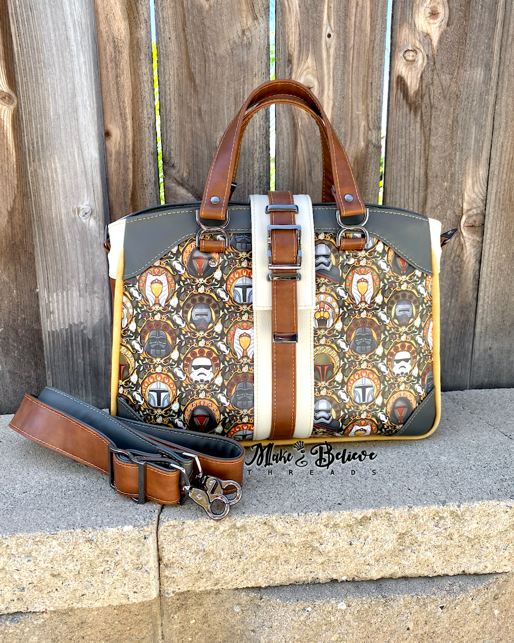Nouveau Helmets Neutral Color-Blocked Crossbody Satchel