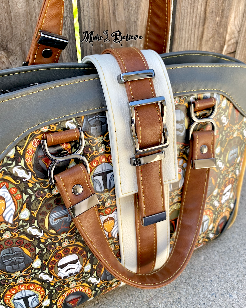 Nouveau Helmets Neutral Color-Blocked Crossbody Satchel