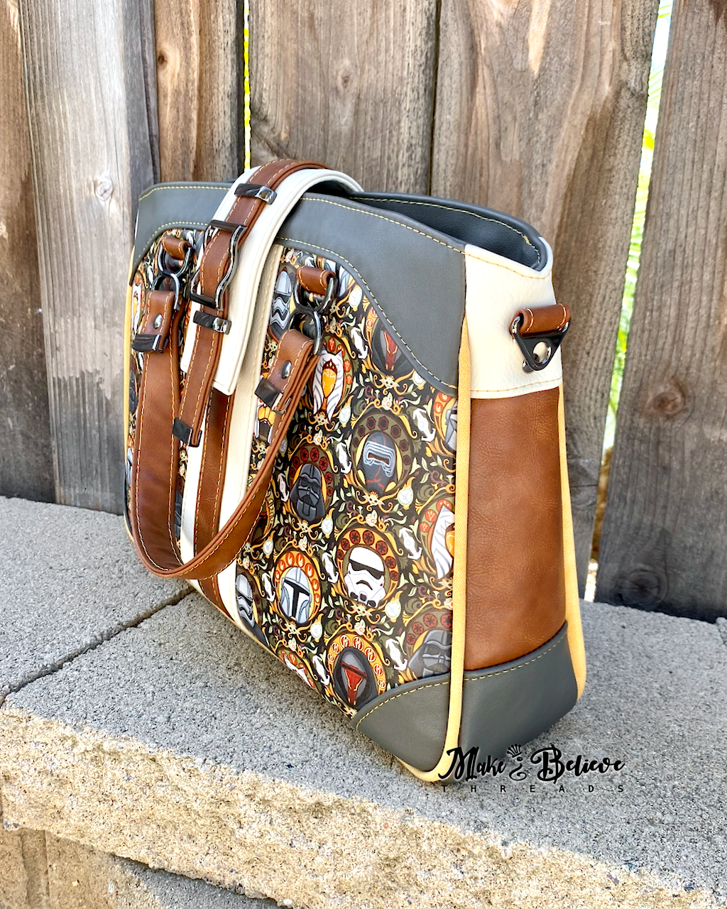 Nouveau Helmets Neutral Color-Blocked Crossbody Satchel