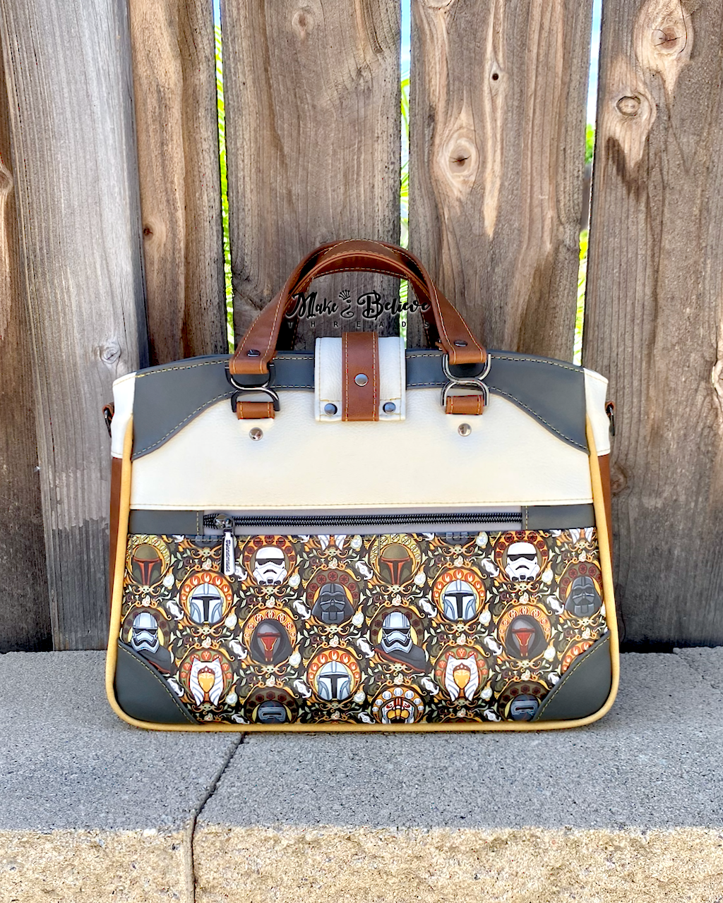 Nouveau Helmets Neutral Color-Blocked Crossbody Satchel