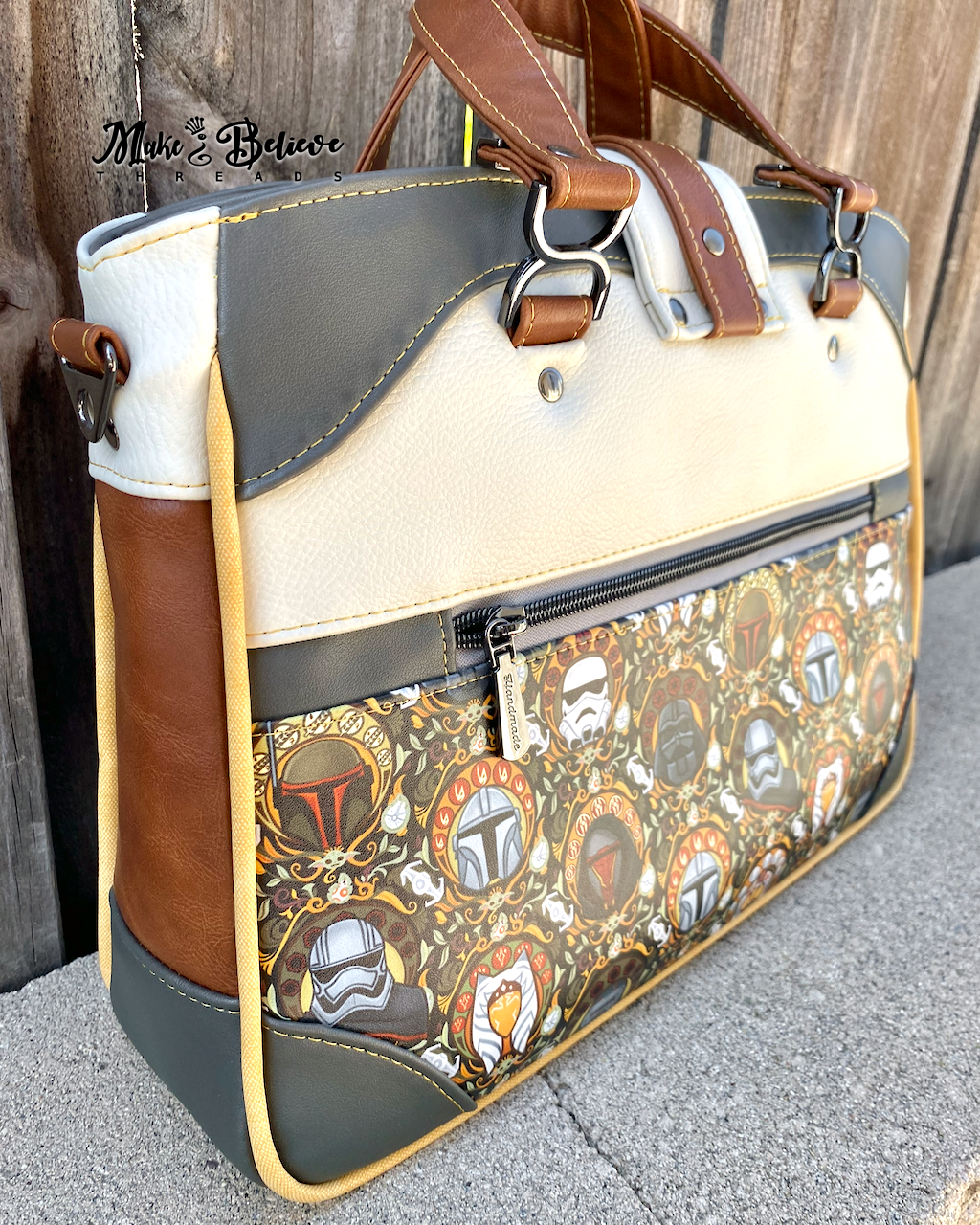 Nouveau Helmets Neutral Color-Blocked Crossbody Satchel
