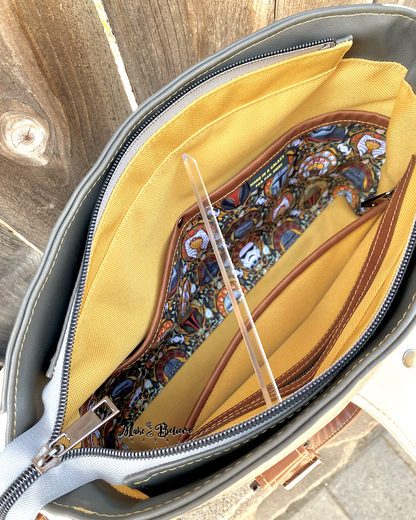 Nouveau Helmets Neutral Color-Blocked Crossbody Satchel