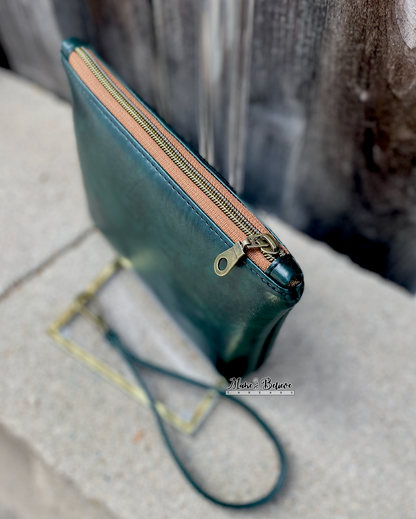 One Ring Bookshelf Dark Green Pouch with Wristlet Strap