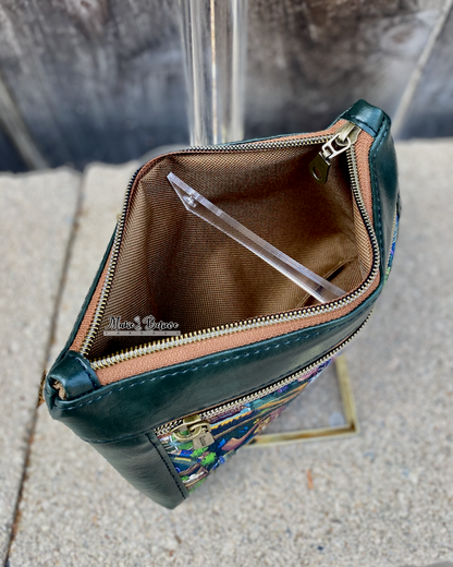 One Ring Bookshelf Dark Green Pouch with Wristlet Strap