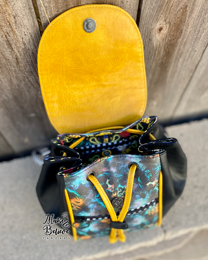 Otherworld Girl Mini Bucket Backpack with Flap