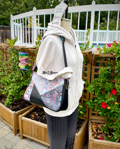 Patchwork Cafe Sushi Cats Midsize Shoulder/Crossbody Bag