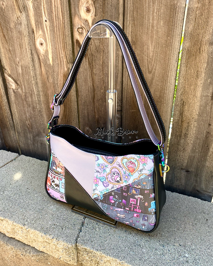 Patchwork Cafe Sushi Cats Midsize Shoulder/Crossbody Bag