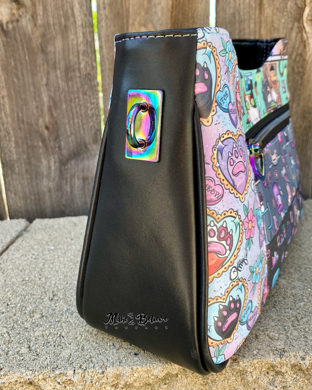 Patchwork Cafe Sushi Cats Midsize Shoulder/Crossbody Bag