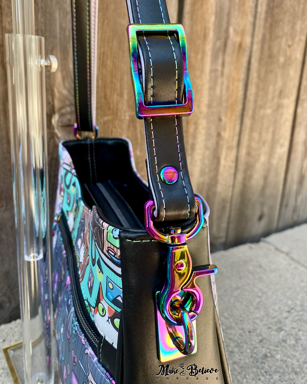 Patchwork Cafe Sushi Cats Midsize Shoulder/Crossbody Bag