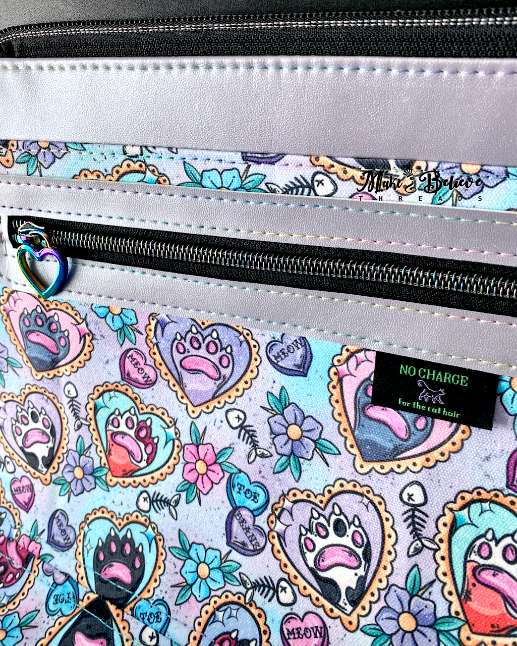 Patchwork Cafe Sushi Cats Midsize Shoulder/Crossbody Bag