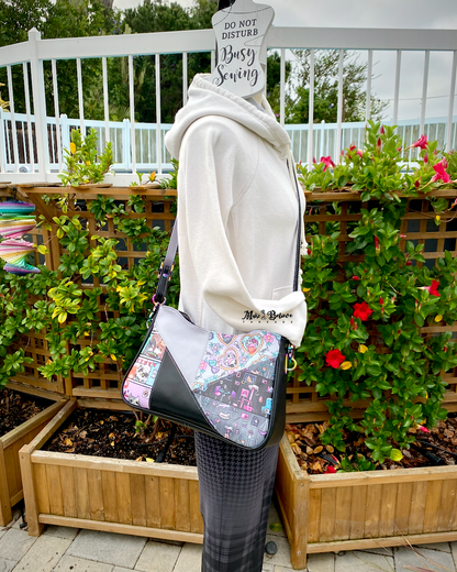 Patchwork Cafe Sushi Cats Midsize Shoulder/Crossbody Bag
