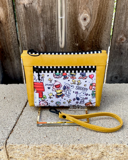 Peanut Pup Mustard Yellow Pouch with Wristlet Strap