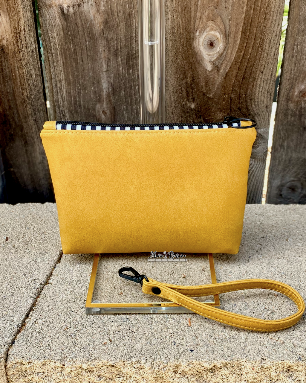 Peanut Pup Mustard Yellow Pouch with Wristlet Strap