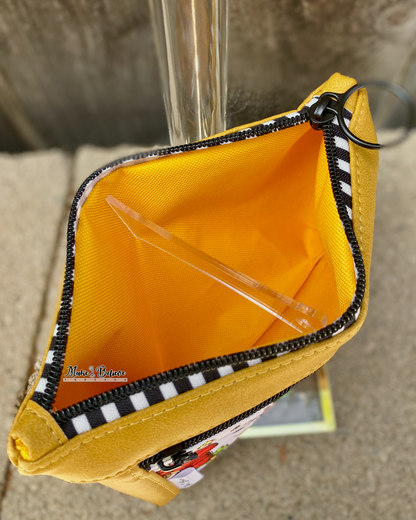 Peanut Pup Mustard Yellow Pouch with Wristlet Strap