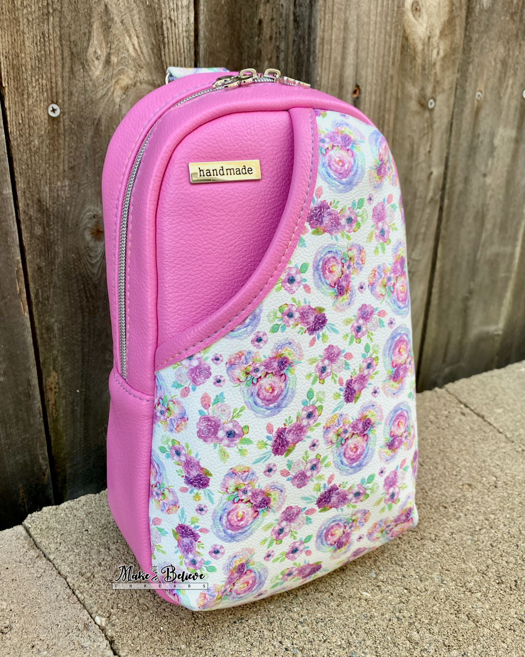 Pink Floral Mouse Head Midsize Sling Bag