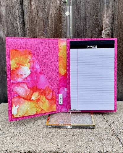 Alcohol Ink Pink and Orange Jr. Notepad Cover