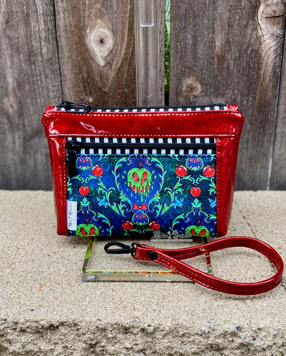 Poison Apple Red Glitter Pouch with Wristlet Strap