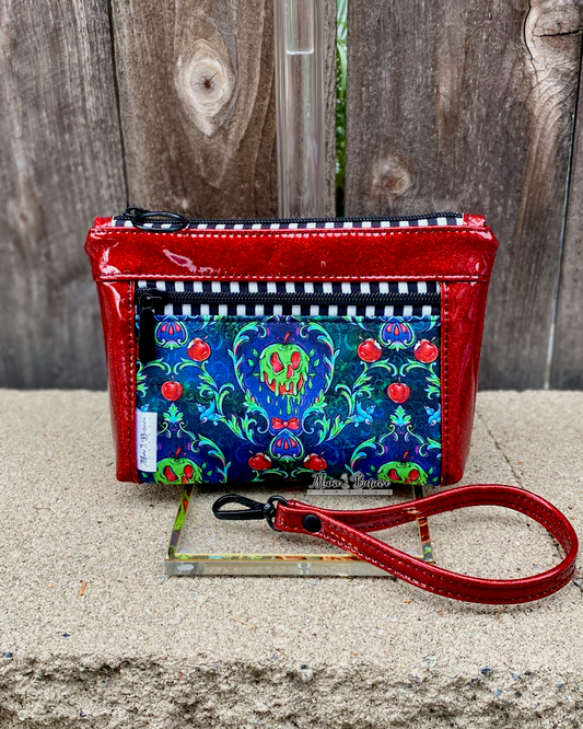 Poison Apple Red Glitter Pouch with Wristlet Strap