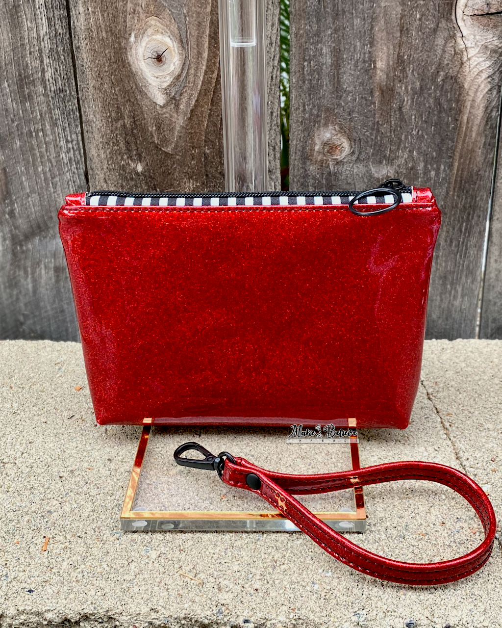 Poison Apple Red Glitter Pouch with Wristlet Strap