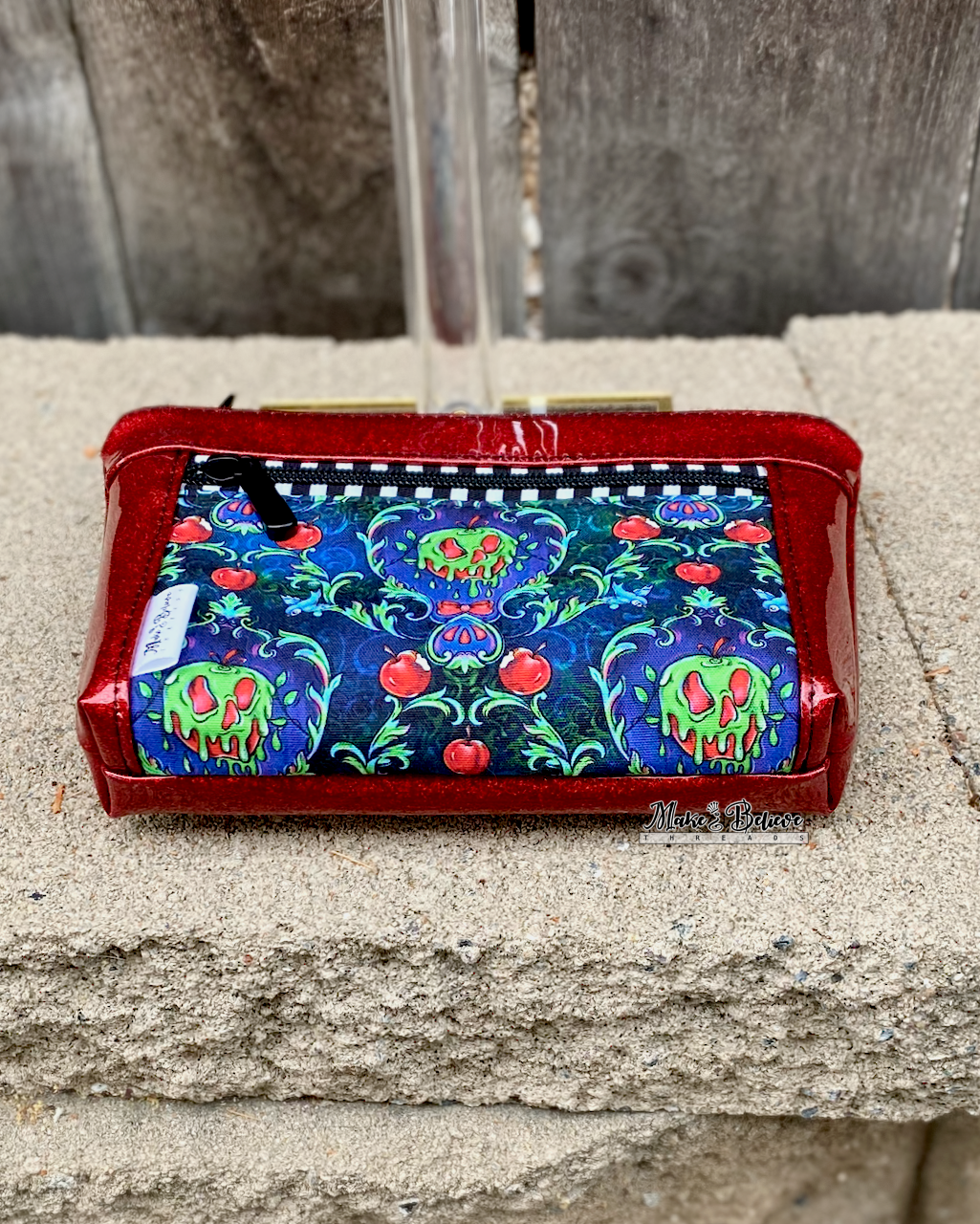Poison Apple Red Glitter Pouch with Wristlet Strap