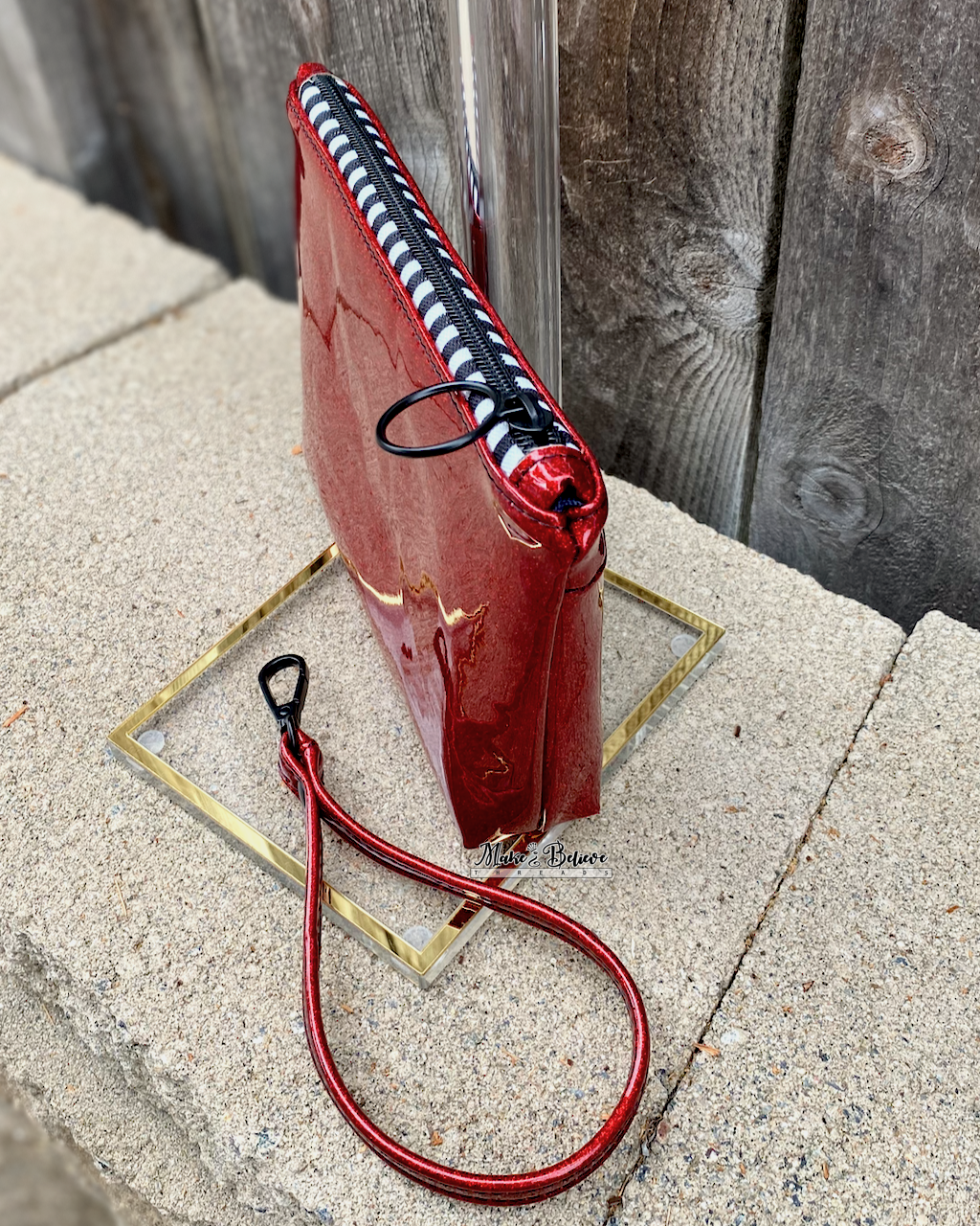 Poison Apple Red Glitter Pouch with Wristlet Strap