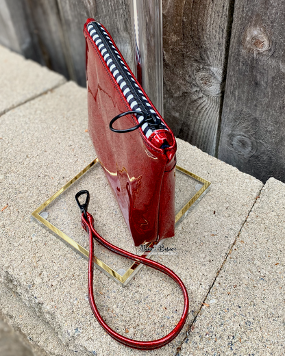 Poison Apple Red Glitter Pouch with Wristlet Strap