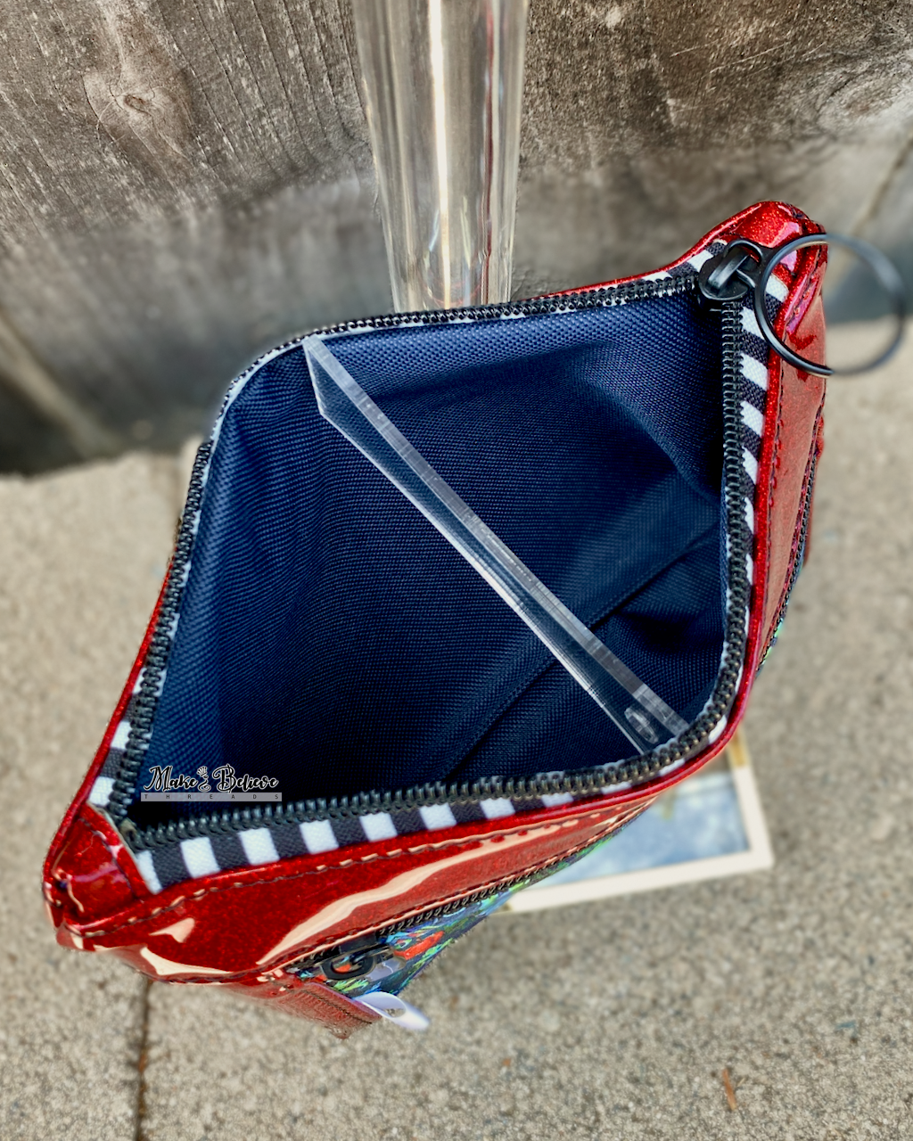 Poison Apple Red Glitter Pouch with Wristlet Strap