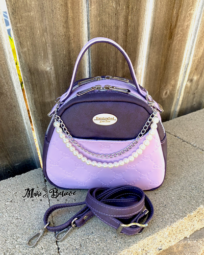 Purple Bow Kitty Dual Compartment Mini Bowler Bag