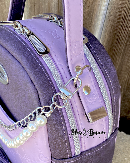 Purple Bow Kitty Dual Compartment Mini Bowler Bag