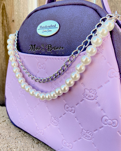 Purple Bow Kitty Dual Compartment Mini Bowler Bag