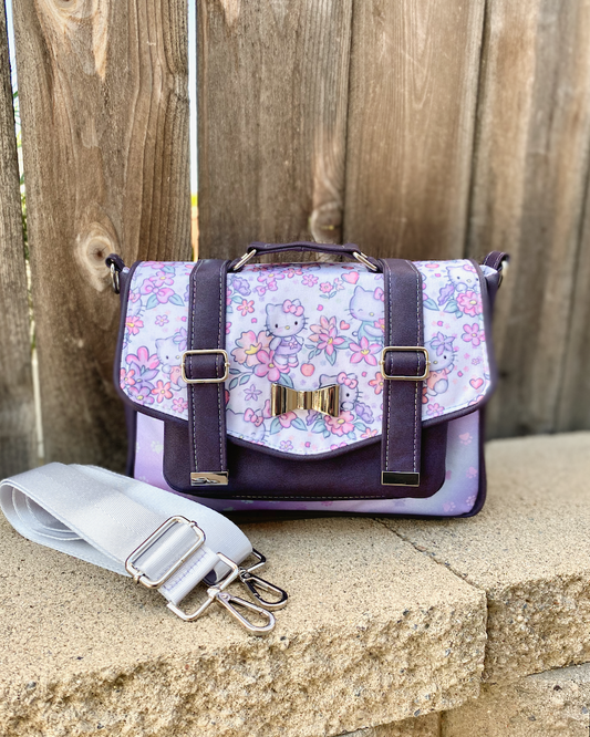 Purple Bow Kitty Satchel Bag