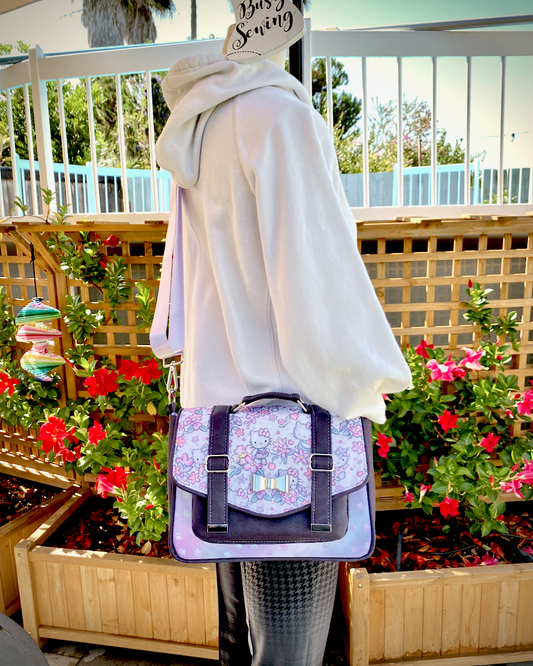 Purple Bow Kitty Satchel Bag