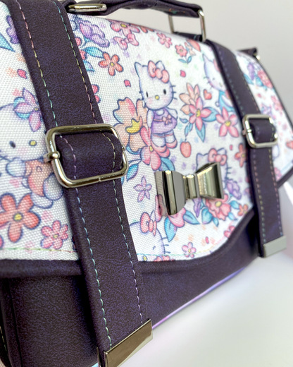 Purple Bow Kitty Satchel Bag
