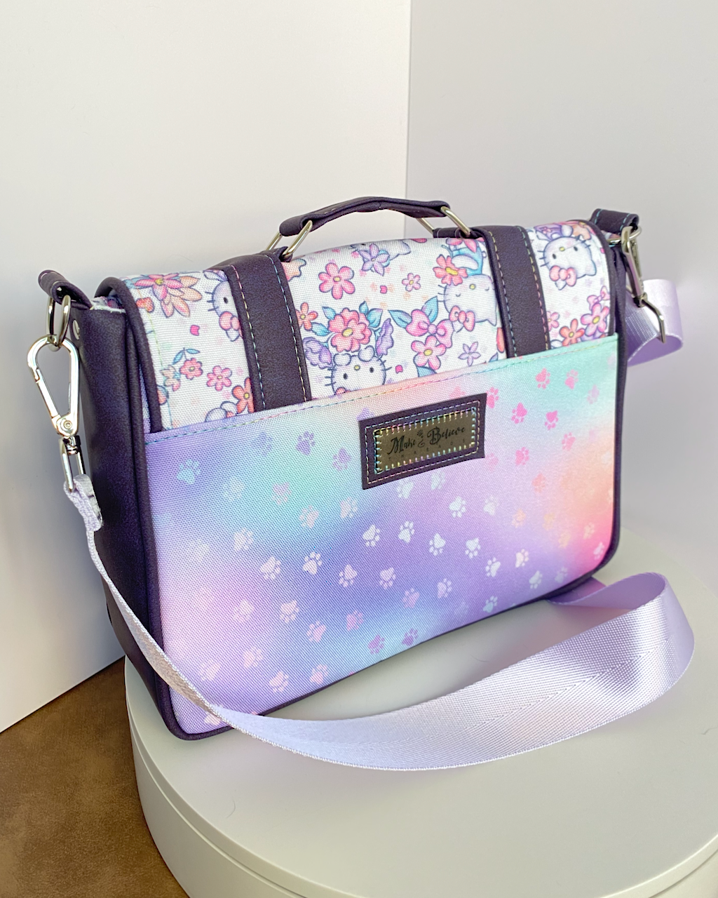 Purple Bow Kitty Satchel Bag